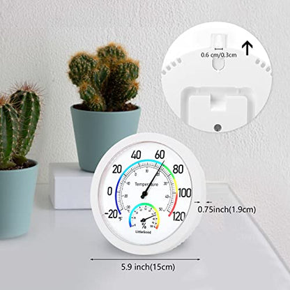 6" Thermometer Indoor with Humidity Gauge - Wall Thermometer/Hygrometer for Home Decorative, Updated Analog Dial Temperature Humidity Monitor for Room Temp