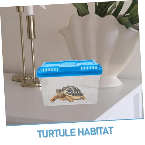 BESPORTBLE Portable Transparent Plastic Aquarium for Small Turtles Lightweight Travel Fish Tank with Lid Turtle Habitat and Easy to Clean Reptile Container for Pets