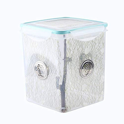 Ventilated Mantis Insect Habitat Kit, 6.2 x 6.2 x 7 in | 1.16 US Gal Bug Catcher Cage for Caterpillar, Cricket and Small Insects, Multi-Side Airflow, Animals Not Included