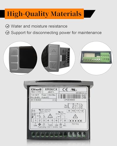 Replace Dixell XR06CX-4N1F1 Temperature Controller for 120V 50-60hz | Fit for Commercial Refrigerators/Freezer, with Temperature Sensor Probes & Clasp - size: XR06CX-4N1F1