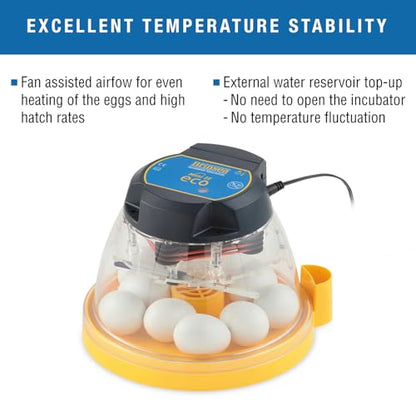 Brinsea Mini II Eco Manual Egg Incubator, Easy to Use Controls | Beginner-friendly, Brinsea-built with 50+ years of proven quality, External Water Top-Up, Fan Helps Air Circulation for Hatch - style: 10 Eggs