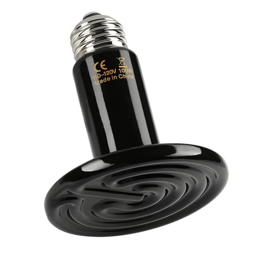 Reptile Heat Lamp 100W Ceramic Heat Emitter, No Light Emitting Heat Bulbs for Amphibian Pet Brooder Coop Incubating Chicken, Lizard Bearded Dragon Turtle Snake Terrarium - color: 1 Pcs (Black), size: 100 Watts