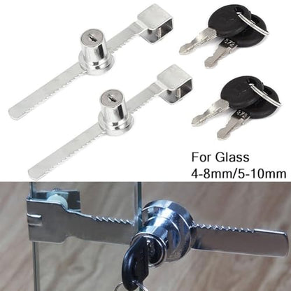 Sliding Glass Door Lock for Reptile Vivarium Terrarium Showcase Display Cabinet, Zinc Alloy Security Latch with Keys, Pet Enclosure Hardware(5-10mm) - size: 5-10mm