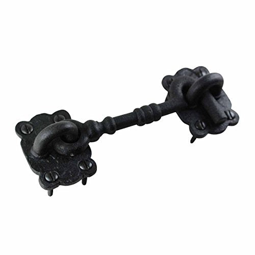 Renovators Supply Manufacturing Door Latch Lock 5.5 in. Black Wrought Iron Hook and Eye Latch for Door with Mounting Hardware - size: 5.5-inch