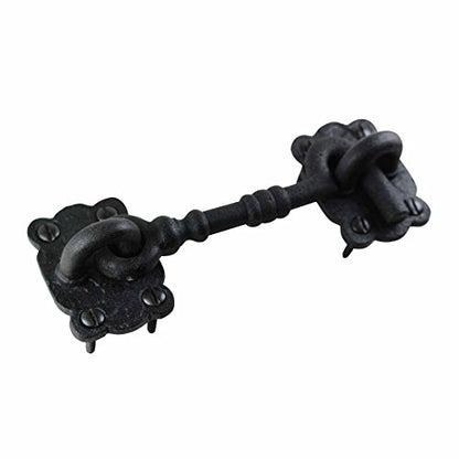 Renovators Supply Manufacturing Door Latch Lock 5.5 in. Black Wrought Iron Hook and Eye Latch for Door with Mounting Hardware - size: 5.5-inch