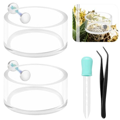 Jumping Spider Magnetic Water Feeding Dish for Small Pets | Magnetic Water Bowl with Dropper & Tweezer-Tiny Food Dishes Water Dish for Jumping Spider, Tarantula & Other Small Pets