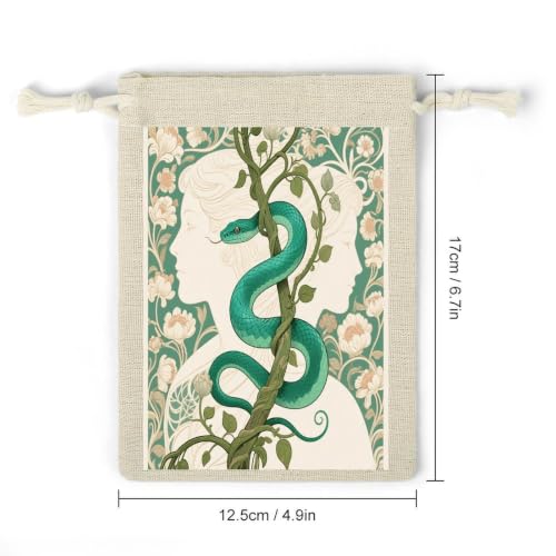 NLLZZ 8 Pack Snake Linen Burlap Bag with Drawstring for Party | 5x7 Inch Small Natural Jewelry Pouch, Reusable Produce Sachet Bag for Tea Herb Coffee, Gift Wrap for Wedding Christmas