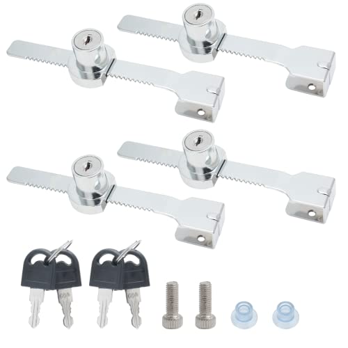 4 Pack Sliding Glass Door Lock, Keyed Alike Showcase Display Case | Zinc Alloy Chrome-Plated, Fits 2-6mm Glass, 8 Keys Included, For Terrarium Vivarium Retail Cabinet - size: 5.56 inch / 141mm - 4 Pack