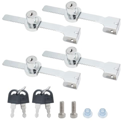 4 Pack Sliding Glass Door Lock, Keyed Alike Showcase Display Case | Zinc Alloy Chrome-Plated, Fits 2-6mm Glass, 8 Keys Included, For Terrarium Vivarium Retail Cabinet - size: 5.56 inch / 141mm - 4 Pack