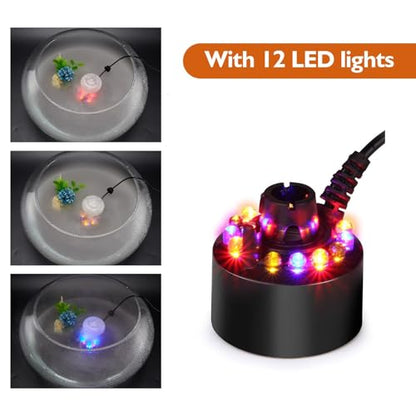 AGPTEK 12 LED Mist Maker Water Fountain Pond Fog Atomizer Air Humidifier, Ideal For Indoor or Outdoor Fountains, Water Feature Use.
