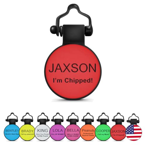 The Original Silicone Silent Dog Tag - Personalized Engraved Soundless Pet ID - As Seen On Shark Tank - Durable - Never Fades - Circle - Red - color: Red, size: Circle