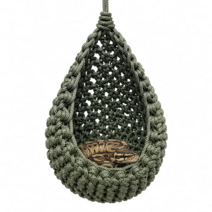 Snake Hammock for Terrarium, Handwoven Reptile Hanging Sleep Pouch, Soft Rope Hideout for Gecko, Small Lizard Tank Accessories(Green) - color: Green