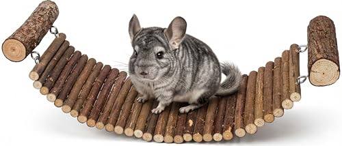 Chinchilla Wooden Ladder Bridge Platform Toy, Chinchilla Suspension Bridge, Small Animal Climbing Toys for Hamsters Sugar Glider Squirrel Gerbils Rat