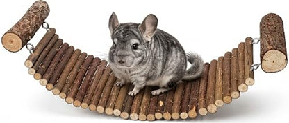 Chinchilla Wooden Ladder Bridge Platform Toy, Chinchilla Suspension Bridge, Small Animal Climbing Toys for Hamsters Sugar Glider Squirrel Gerbils Rat