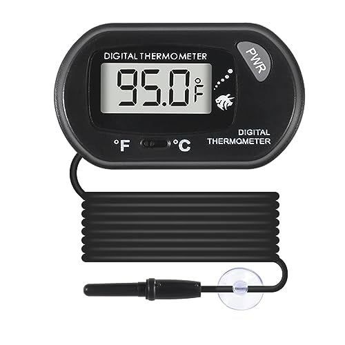 Digital Aquarium Thermometer with LCD Display - Water-Resistant Sensor Probe and Suction Cup for Fish and Reptile Tanks (Fahrenheit/Celsius) - size: 1 PCS