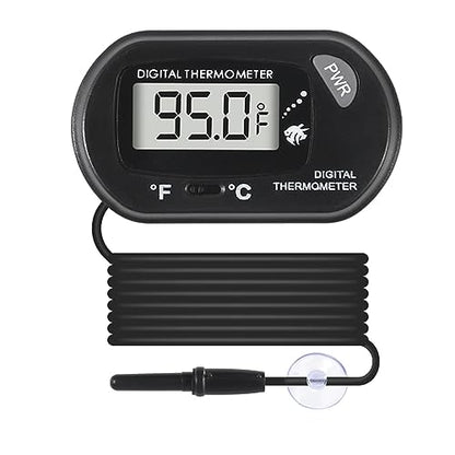 Digital Aquarium Thermometer with LCD Display - Water-Resistant Sensor Probe and Suction Cup for Fish and Reptile Tanks (Fahrenheit/Celsius) - size: 1 PCS