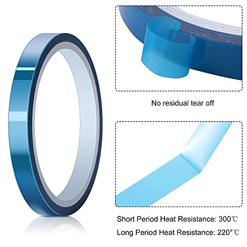 Outus 6 Rolls 10mm High Temperature Tape Heat Vinyl Press Tape Heat Resistant Sublimation 3D Printing for Transfer Electronics Masking - size: 10 mm