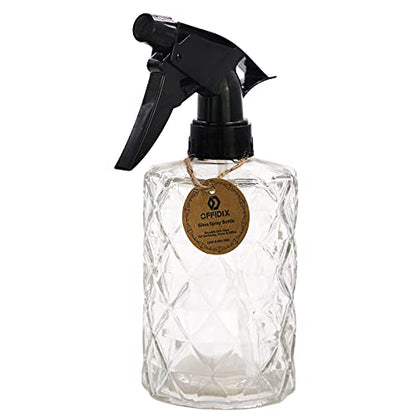 Glass Spray Bottle, Plant Mister,Pressure Watering Can, Water Spray Bottle with Adjustable Nozzle, 0.35L/11.8oz Handheld Spray Bottles for Outdoor Indoor Garden, Plants, Cleaning Solutions - color: Rhombus White