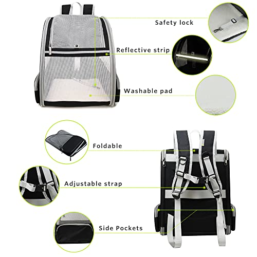 Texsens Innovative Traveler Bubble Backpack Pet Carriers for Cats and Dogs (Black) - color: Black