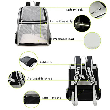 Texsens Innovative Traveler Bubble Backpack Pet Carriers for Cats and Dogs (Black) - color: Black