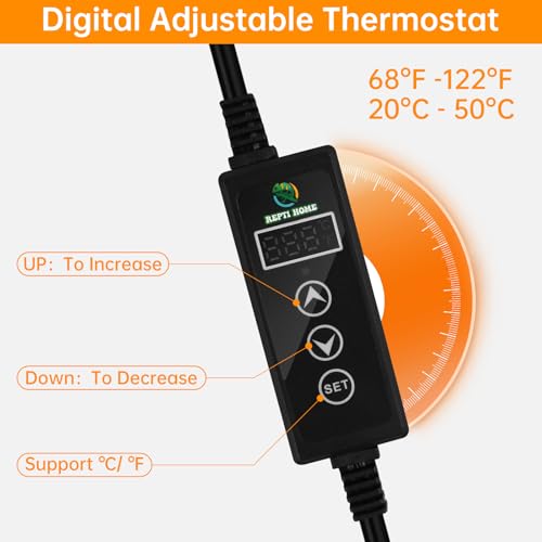Reptile Heat Pad with Digital Thermostat, Under Tank Terrrarium Heat Mat 24W 8 * 18 Inch, Temperature Controller Heating Pad for Reptile, Turtles, Lizards, Snake, Hermit Crab, Frogs - size: Digital 24W