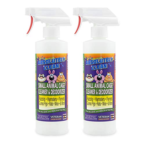 Absolutely Clean Amazing Small Animal Cage Cleaner, Just Spray/Wipe, Easily Removes Messes & Odors - Hamster Cages, Mice, Rat Cage, Guinea Pig Cage, Rabbit Cage, Ferret Cage, Dog Cage - USA Made - style: 16 Fl Oz (Pack of 2)