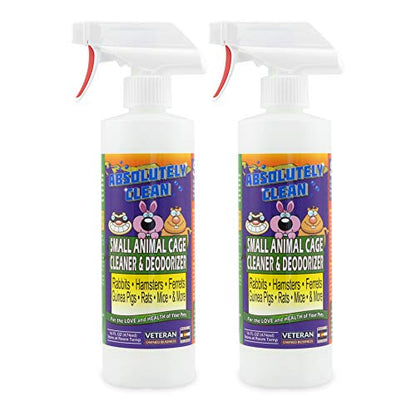 Absolutely Clean Amazing Small Animal Cage Cleaner, Just Spray/Wipe, Easily Removes Messes & Odors - Hamster Cages, Mice, Rat Cage, Guinea Pig Cage, Rabbit Cage, Ferret Cage, Dog Cage - USA Made - style: 16 Fl Oz (Pack of 2)