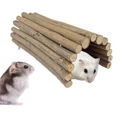 Natural Wooden Hamster Mouse Tunnel Tube, Small Animal Chew Toy for Rat Rodents