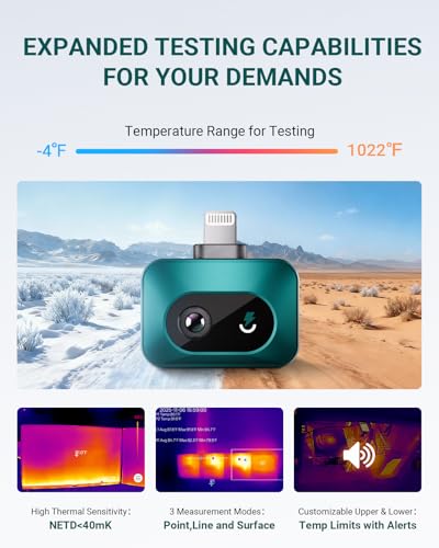TS1 Thermal Camera for iPhone, Thermal Imaging Camera 512x384 Super Resolution, Infrared Thermal Camera, 25Hz Refresh Rate, -4°F to 1022°F Temp, Compatible with iPhone & iPad - color: Green for IOS,Ipad