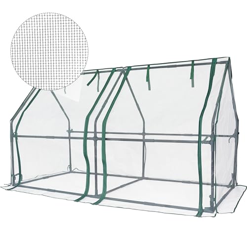 Gardzen Mini Greenhouse with Zipper Mesh Cover 71.7"(L) x36.2(W) x42.5(H) | Steel Frame Portable Outdoor Greenhouse, Enhanced Ventilation, Ideal for Spring, Summer & Fall - size: 71”(L) x36”(W) x42”(H)