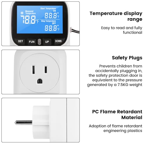 Diymore Digital Thermostat Controller, 1800W 120V/15A, -104°F to 210°F, Heating & Cooling Mode for Incubator, Greenhouse, Reptile Tank, Pool