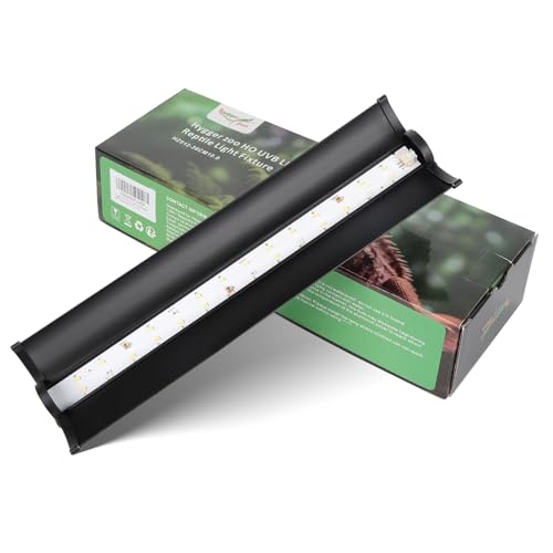 UVB Light for Reptiles, 10W HO LED UVB Reptile Light Fixture UVA UVB Lamp Bulb Terrarium Light for Bearded Dragon Turtle Snake Crested Gecko Chameleon, 12 Inch