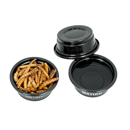 Lizard Crested Gecko Food Water Feeding Cups, 100 pcs, 0.5oz - Black | Reptile Feeder Bowls, for Lizard and Other Small Pet Ledge Accessories Supplies