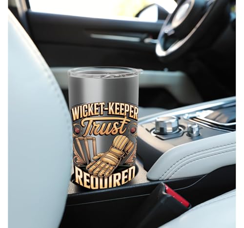 Wicket Keeper Trust Required Cricket Stainless Steel Insulated Tumbler - color: Brushed Steel