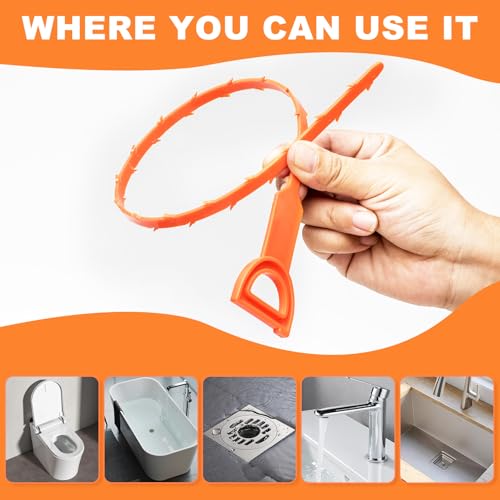 Drain Snake Clog Remover - 6 Pack 20 Inch Flexible Hair Tool | Drain clog remover, also known as drain snake. Non-chemical, fume-free, pipe-safe drain cleaner for sink, shower, tub& toilet - style: Drain Snake 6pcs