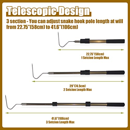 41.6" Snake Hook Reptile Catcher Stick Tongs Rattlesnakes Grabber Pick-up Handling Tool Kit for Catching Controlling or Moving Python Copperhead - color: Snake Hook 41.6"