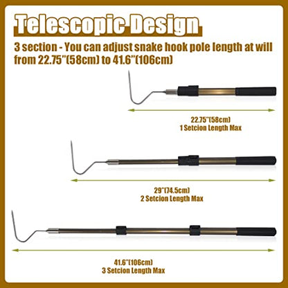 41.6" Snake Hook Reptile Catcher Stick Tongs Rattlesnakes Grabber Pick-up Handling Tool Kit for Catching Controlling or Moving Python Copperhead - color: Snake Hook 41.6"