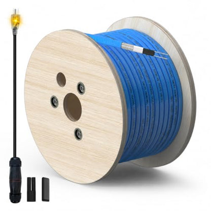 300ft Cut to Length Heat Tape for Water Pipes Bulk Roll | Professional Self-Regulating (-40°F), Wire Splitter & End Cap, for Mobile Homes, Electricians & Installers, 5W/ft