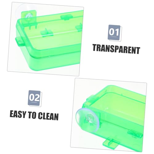 HANABASS Reptile Feeding Dish Bowl with Suction Cup Dual-Purpose Food and Water Container for Chameleons Geckos Bearded Dragons and Lizards Escape Prevention Design Sturdy Material Green - color: Light Green, size: 13.50X6.50X3.50CM