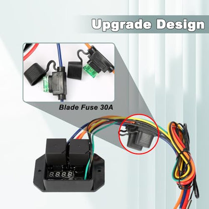 Digital Thermatic Fan Switch Kit #0444,12V and 24V, Adjustable Temperature Range Digital Electric Thermatic Dual Electric Fan Switch Kit