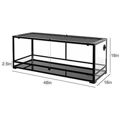 REPTI ZOO 67 Gallon Reptile Large Terrarium Newly Upgraded All Glass 48" x 18" x 18" Double Hinge Door with Top Ventilation Reptile Terrarium(Knock-Down) - color: Reptile Terrarium - Double Hinge Door