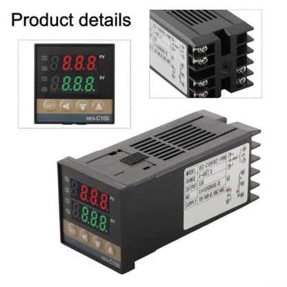 REX-C100 PID Temperature Controller Kit With SSR-25DA Relay And 1M K-Type Thermocouple, Digital Display Thermostat For Industrial Automation, AC250V 3A
