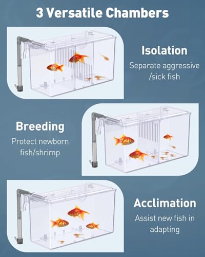 Pawfly Aquarium Breeding Box Fish Tank Hatchery Incubator Acrylic Breeder Box for Aggressive Fish Guppy