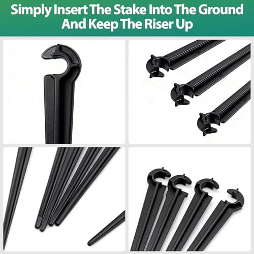 RedChili 210 Pack Irrigation Support Stakes for 1/4 Inch Drip Tubing, 1/4" Drip Tubing Hold Plastic Stakes Quarter Inch Drip Line Holder Fittings for Lawn Raised Bed Greenhouse Plant Watering System - size: 1/4" Stake-210P