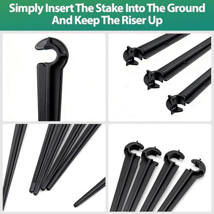 RedChili 210 Pack Irrigation Support Stakes for 1/4 Inch Drip Tubing, 1/4" Drip Tubing Hold Plastic Stakes Quarter Inch Drip Line Holder Fittings for Lawn Raised Bed Greenhouse Plant Watering System - size: 1/4" Stake-210P