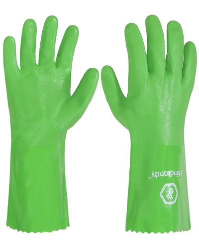 HANDLANDY Chemical Gloves, Heavy Duty Cleaning Gloves - color: Green (1 Pair), size: Medium