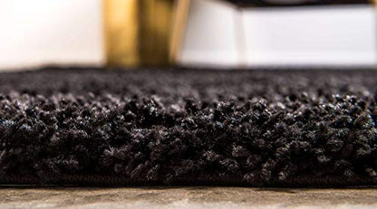 Unique Loom Solid Shag Collection Area Rug (2' x 3' 1" Rectangle, Jet Black) - color: Jet Black, size: 2' x 3'1" (Rectangular)