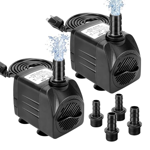 GROWNEER 2 Packs 550GPH Submersible Pump 30W Ultra Quiet Fountain Water Pump, 2000L/H, with 7.2ft High Lift, 3 Nozzles for Aquarium, Fish Tank, Pond, Hydroponics, Statuary - size: 550 GPH 2 Pack