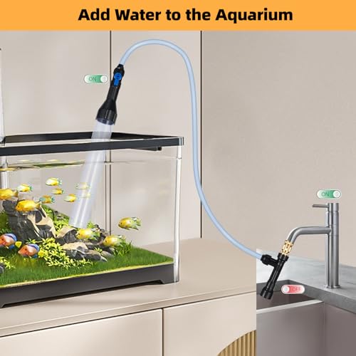 Gravel Vacuum for Aquarium Fish Tank Siphon, 30 Feet | Aqaurium Water Changer, 3 Metal Faucet Adapter, Long Fish Tank Hose - size: 30FT