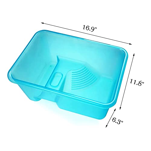 kathson Turtle Tank Aquarium, Turtle Habitat Reptile Plastic Terrarium Safe Durable, Tortoise Tank with Lid Prevent Climbing Escaping (Medium) - size: Medium - 16.9x11.8x6.3 Inch